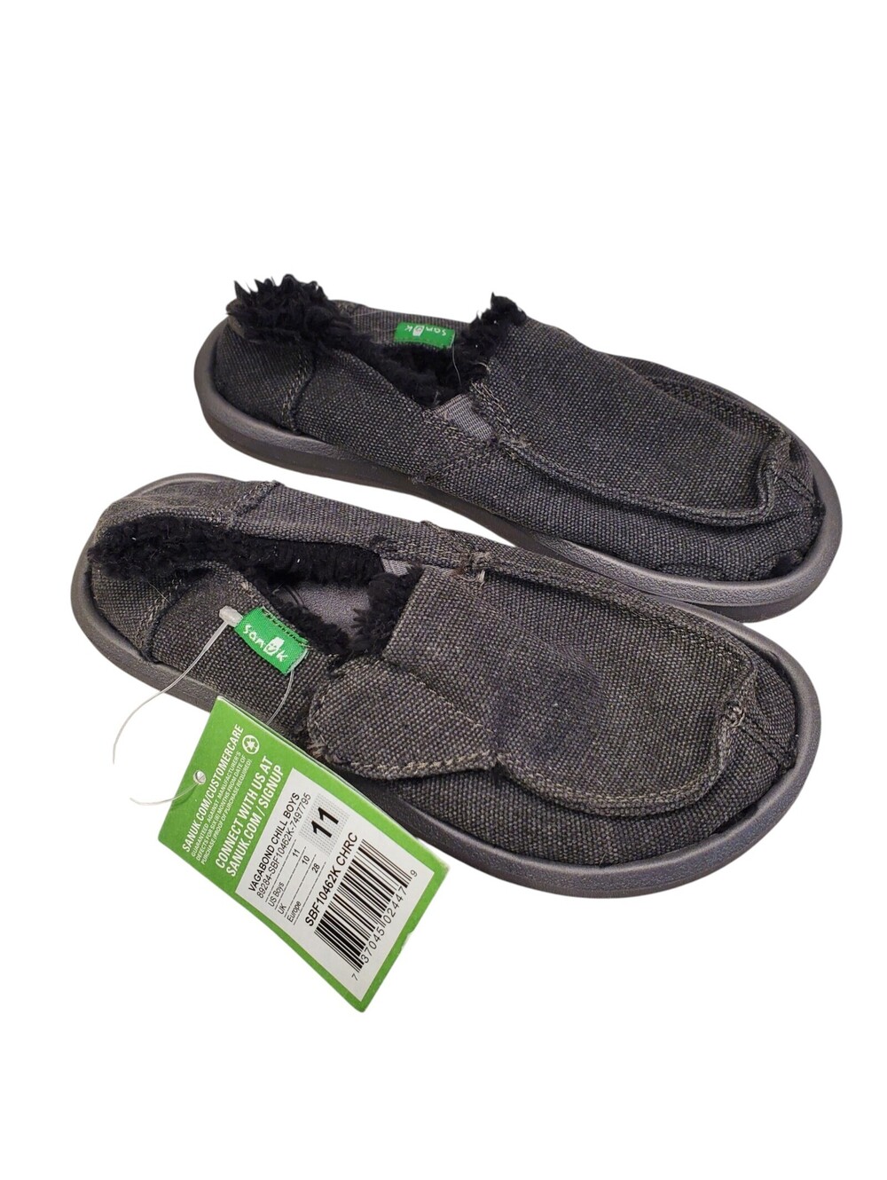 Boys Sanuk Vagabond Chill Slip On Shoes Gray Black Size 11 NEW